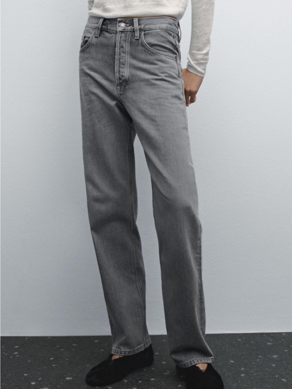 Massimo Dutti High waist  Straight Leg Jeans - Grey / Size 6
